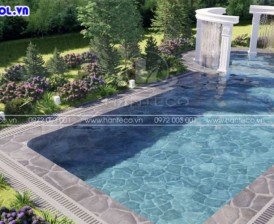 Hoàn thiện hồ bơi biệt thự nhà vườn sang trọng cho anh Muôn - Quận 2